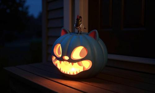 KDH K-pop demon hunters: Derpy the Tiger and Sussie the Bird Halloween pumpkin