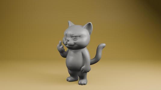 Middle Finger Cat STL File – Funny Attitude 3D Print