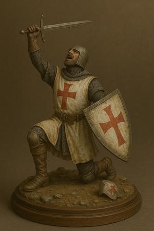 Knight Templar Diorama – Medieval Crusader 3D Printable Statue