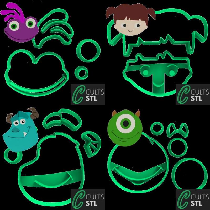KIT CORTADORES PERSONAGENS - MONSTROS S.A. - 7cm