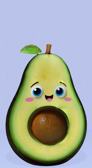 Avocado with Kawaii Face