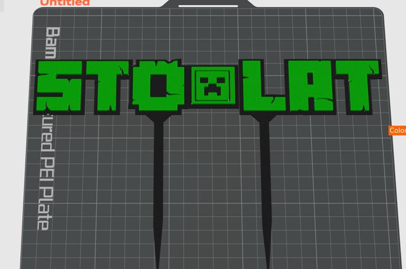 Cake Topper 100 LAT Minecraft Urodziny Tort STO