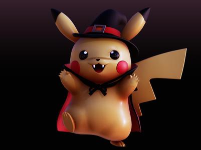 Halloween Vampire Witch Pikachu - Spooky Cute Pokémon Fan Art 3D Model