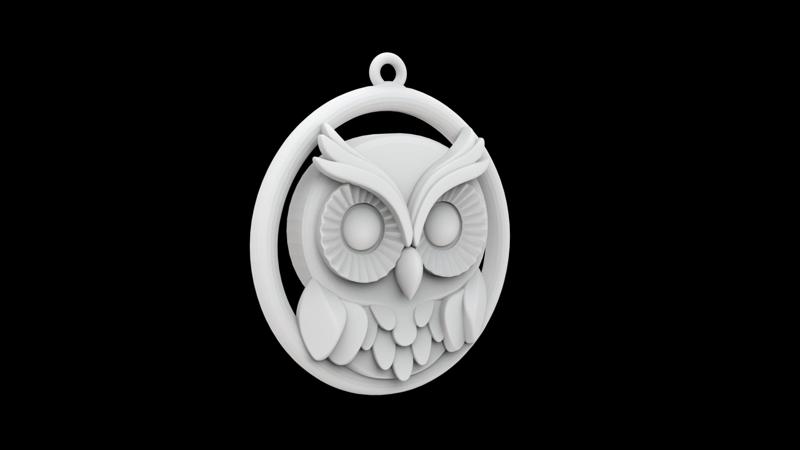 Owl Pendant 3D Print Model