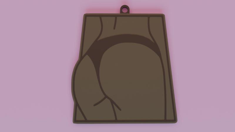 A key chain with a girl in a thong