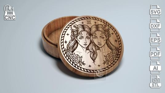 Gemini Zodiac Sign V-Carved - Digital Files for CNC Router