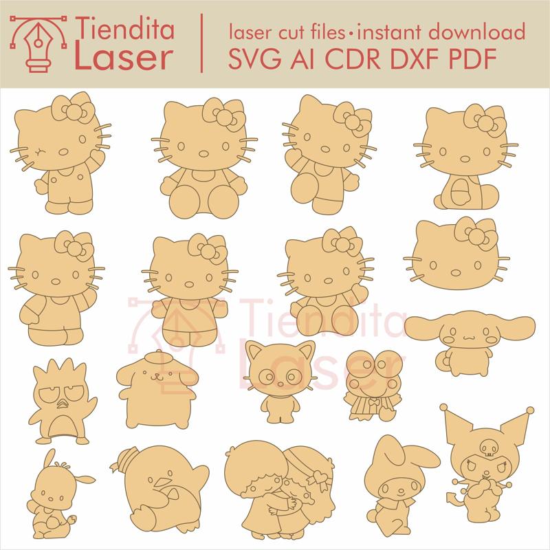 Hello Kitty and Friends - Vectors for laser cutting