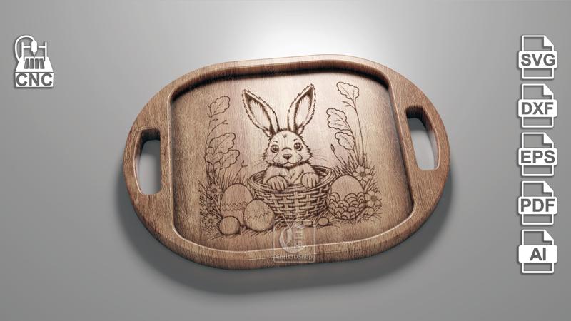 Easter Bunny Tray 2 - Digital Files for CNC Router (svg, dxf, eps, ai, pdf)