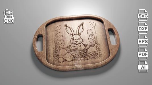 Easter Bunny Tray 2 - Digital Files for CNC Router (svg, dxf, eps, ai, pdf)
