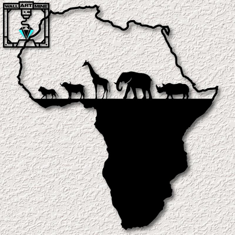 Africa wall art African Wall decor Map 2d art