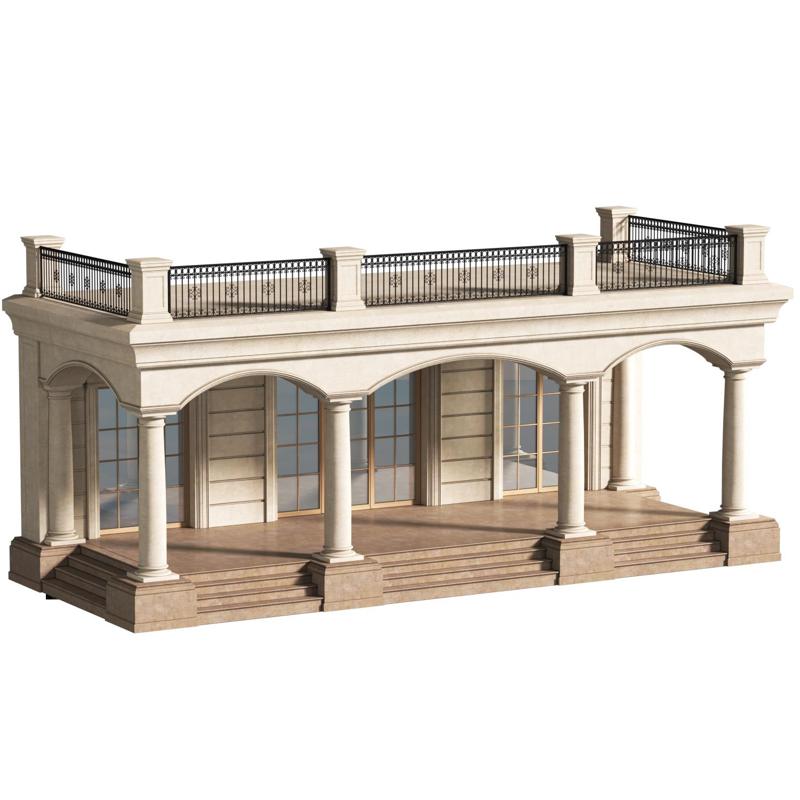 Facade Porch with terrace.Entrance group.Entrance to the House Main Entrance to the house Classic Porch