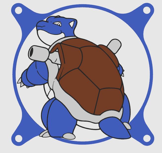 FAN COVER 120mm POKEMON Blastoise Multicolor 4 Collors