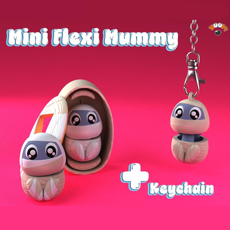 Cute Mini Flexi Mummy ⚰️ ☠️| Halloween Articulated Fidget Toy + Keychain | Print-in-Place | Multicolor 3MF STL Files