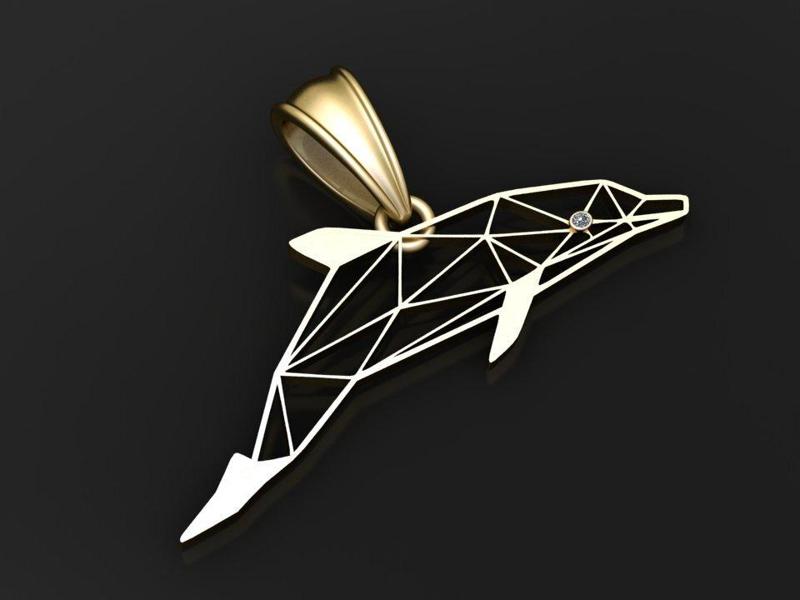 Geometric Dolphin Pendant  3d printable model