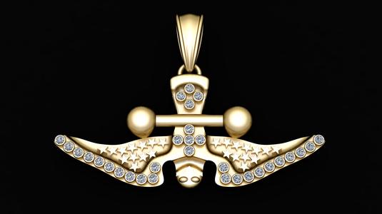 bird gold pendant   3d printable model