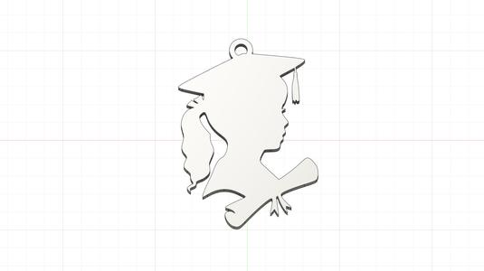 Graduation Key Ring - Graduation Silhouette Woman, cap and diploma