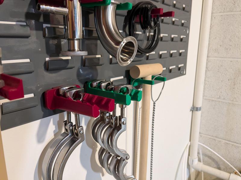 Brewery Peg Board Tri-clamp Holder