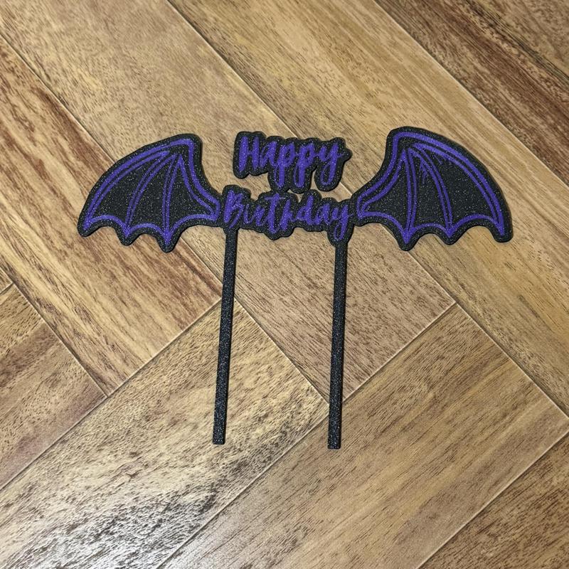 Dragon Wing “Happy Birthday” Cake Topper – Fantasy Party Decoration