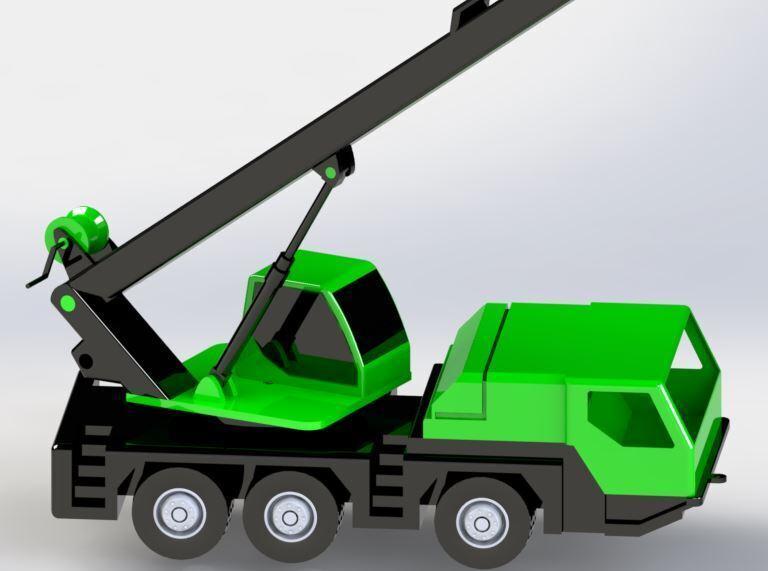 Telescopic crane on toy truck for kids