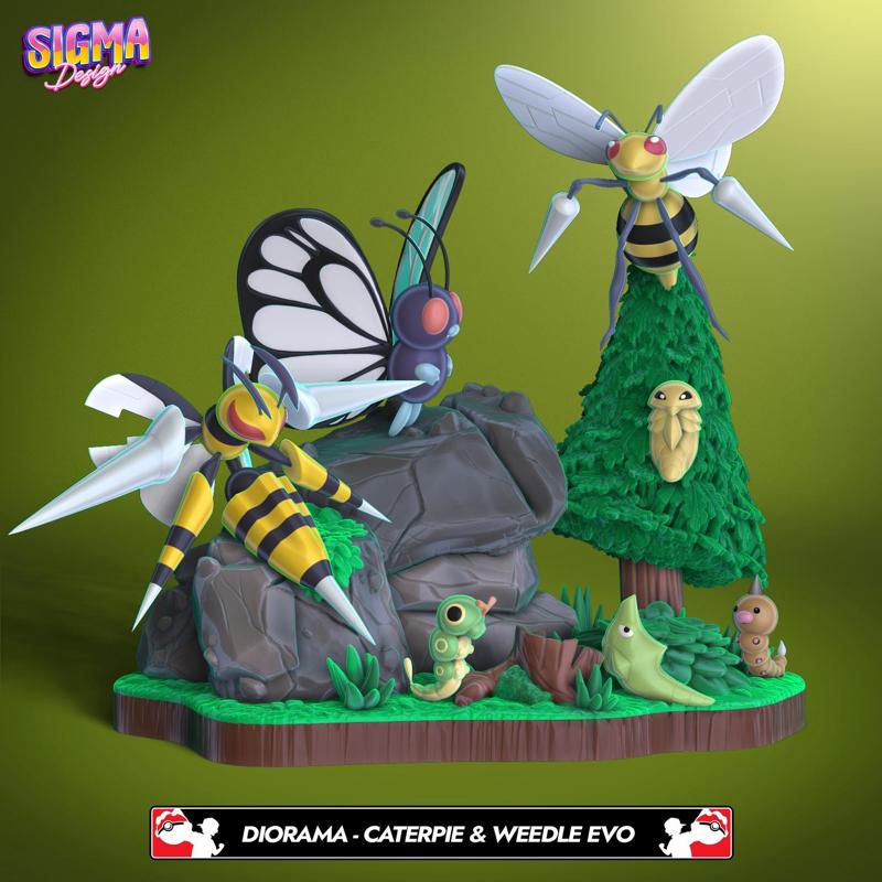 caterpie weedle evo diorama
