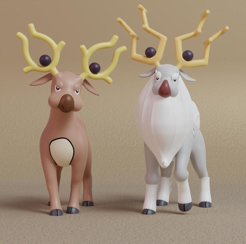 Pokemon - Stantler and Wyrdeer  with 2 poses