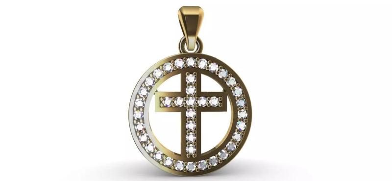Cross medal with brilhants pendant