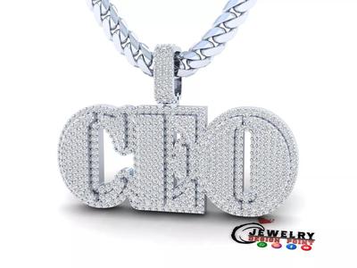 Custom CEO Name Double Layer Diamond Pendant - C E O Necklace