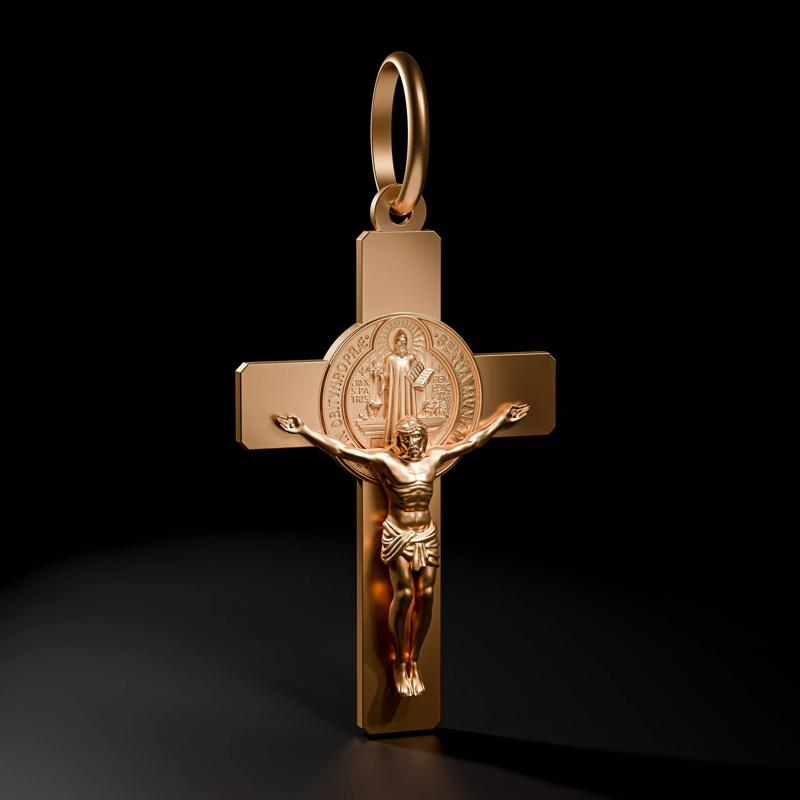 Crucifix Pendant with Saint Benedict Medal  3D Jewelry Model