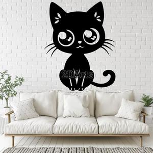 Cute Cartoon Cat 2D Wall Art/Window Art - Digital STL & SVG File for 3D Printing or Laser Cutting