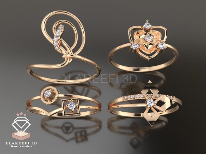 Collection #2 - 32 lightweight Italian rings Inlaid with gems.