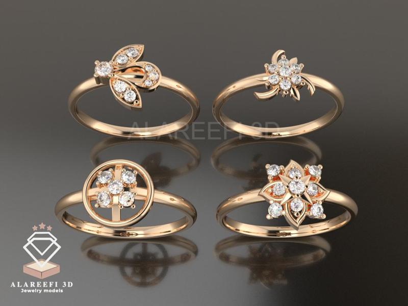 Collection #7 - 32 lightweight Italian rings Inlaid with gems.