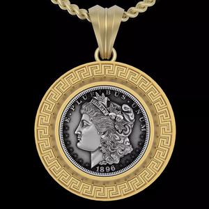 Coin Morgan dollar silver gold jewelry printable Pendant