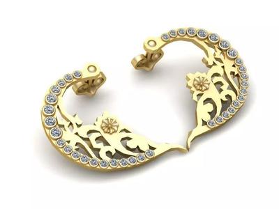 Crescent gold earrings  3D printable model