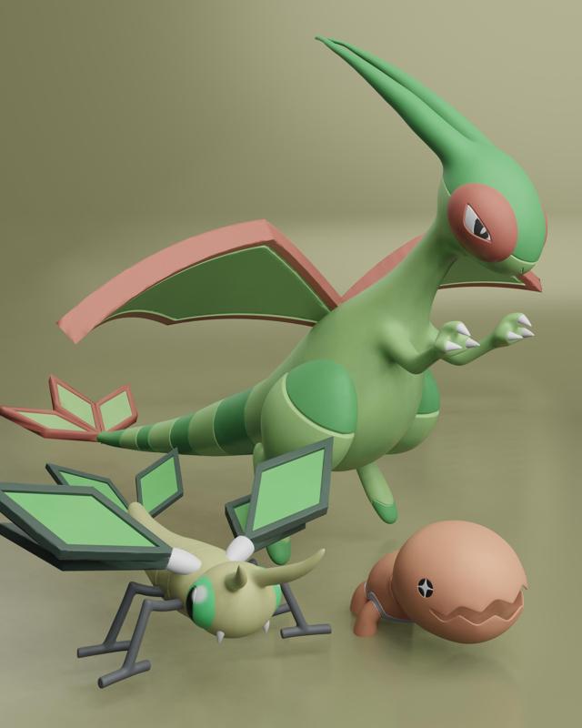 Pokemon - Trapinch, Vibrava and Flygon