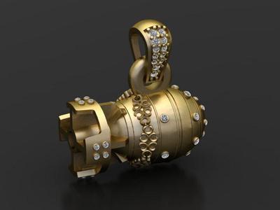 Golden Nuclear 3D Pendant