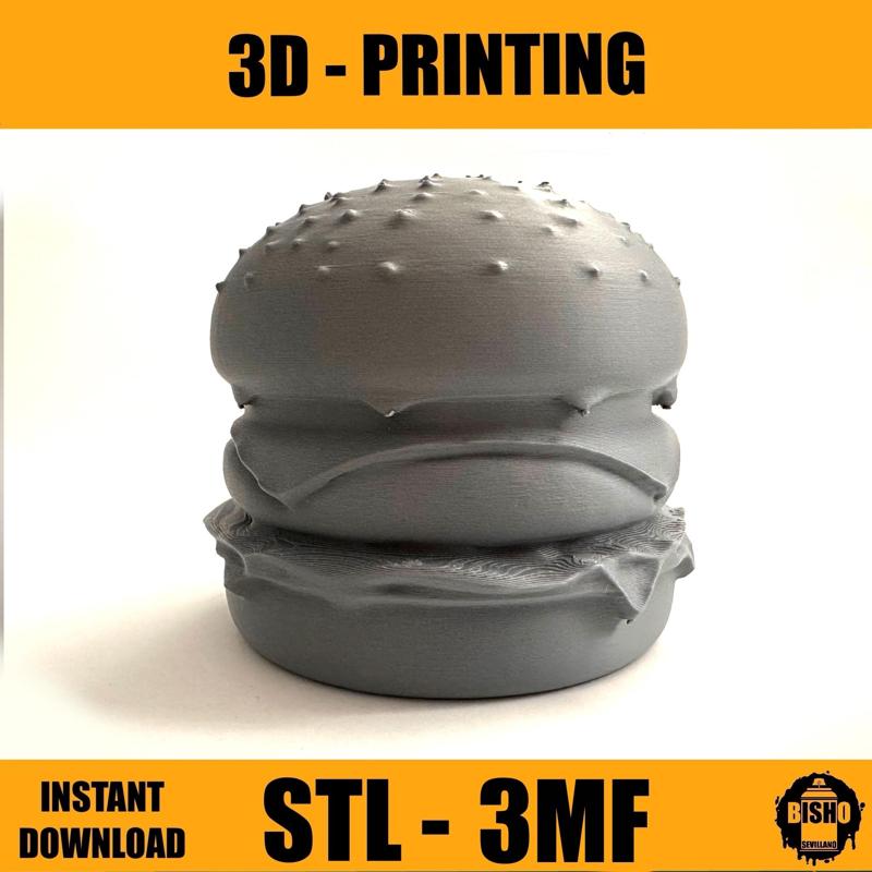 Hamburger STL and 3MF digital file for 3D printing, miniature, toy, figure, food