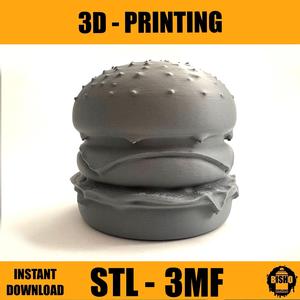 Hamburger STL and 3MF digital file for 3D printing, miniature, toy, figure, food