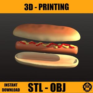 HOT DOG - hot dog, digital file for 3D printing, food, photos, in STL and OBJ