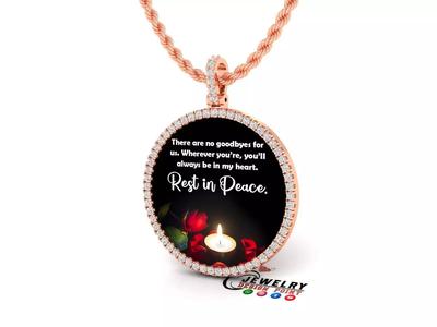 Custom Picture Pendant with Diamond - Memory Frame Pendant