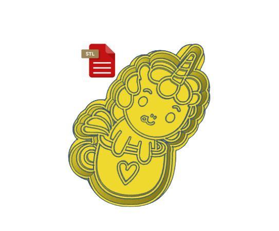 Kawaii Unicorn in Tea Cup Cookie Cutter and Stamp