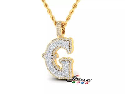 Custom Initial G Letter Diamond  A to Z Alphabet  Necklace