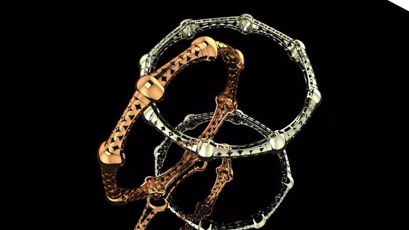 1193 Bone Segment Gold Cuff 60MM-12gram