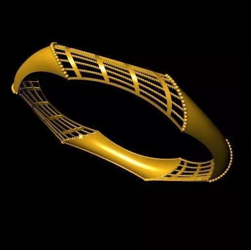 5018 Cage Weave Bamboo Gold Bangle 9gm