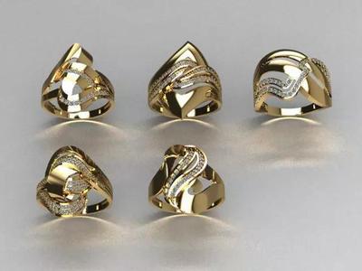 there are 5 jewelry rings  in this file  3D Model Collection