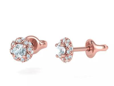 Stud Earrings  Round Twisted Halo Earrings 3dmodel