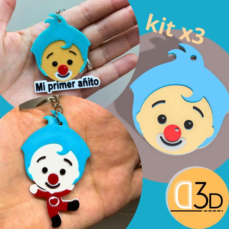 Pack 3 Plim Plim clown designs - keychains