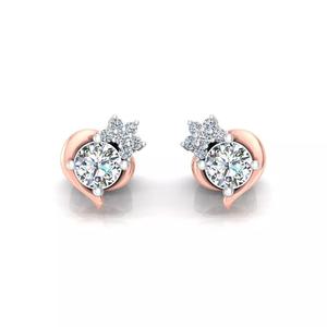 Two Tone Floral Diamond Stud Earrings