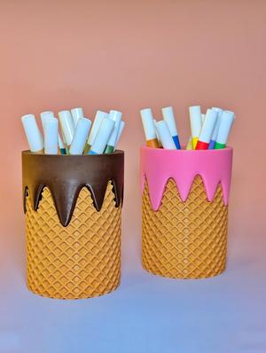 Ice Cream Cone Pen Holder - Fun 3D Printable Organizer