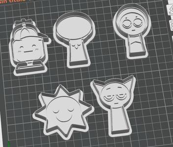 Sprunki pack 3 cookie cutters and cookie stamps