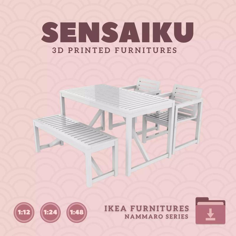 NAMMARO Table V3 and Armchair V1 for Dollhouse IKEA 3D Print